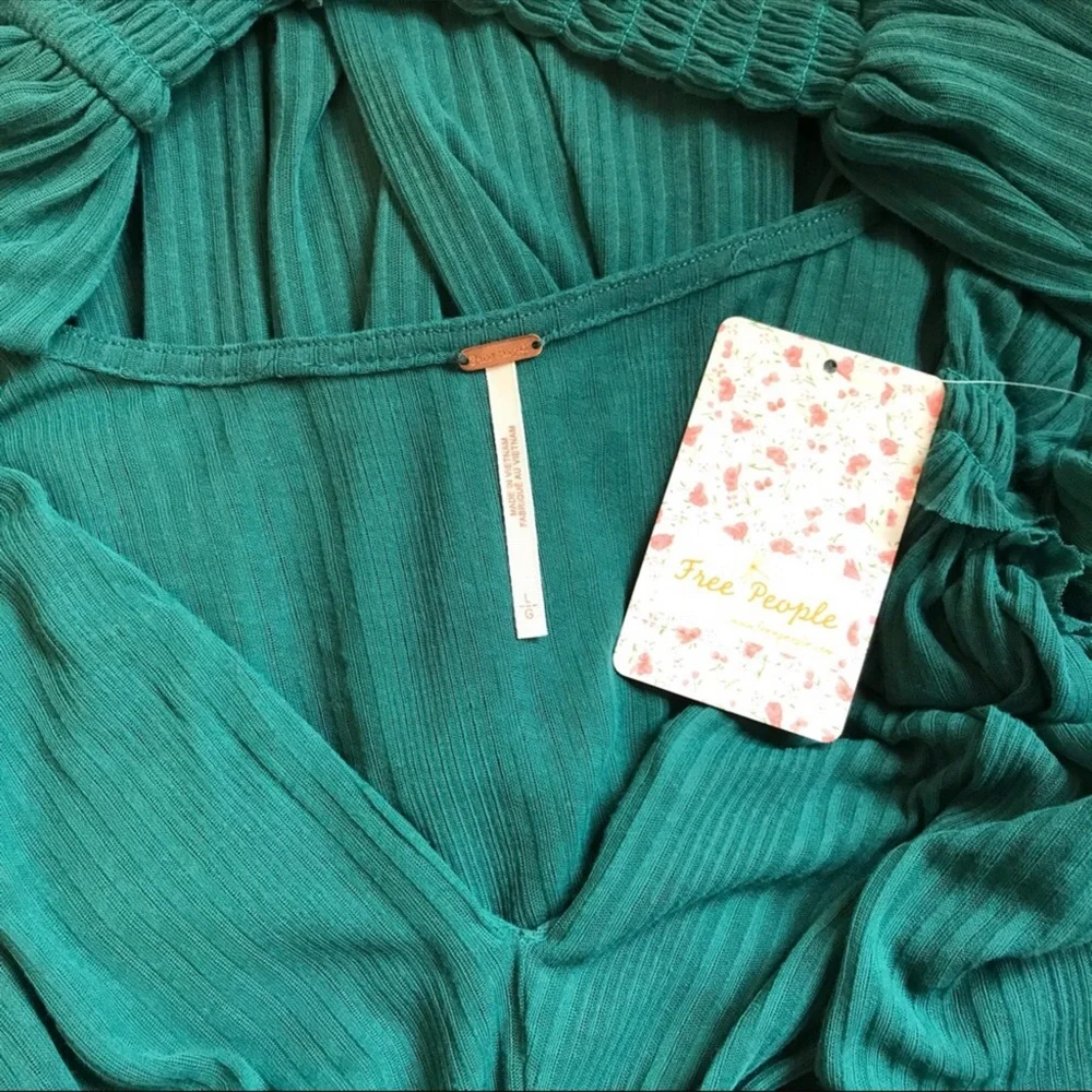 Free People Day Dreaming Top Teal NWOT